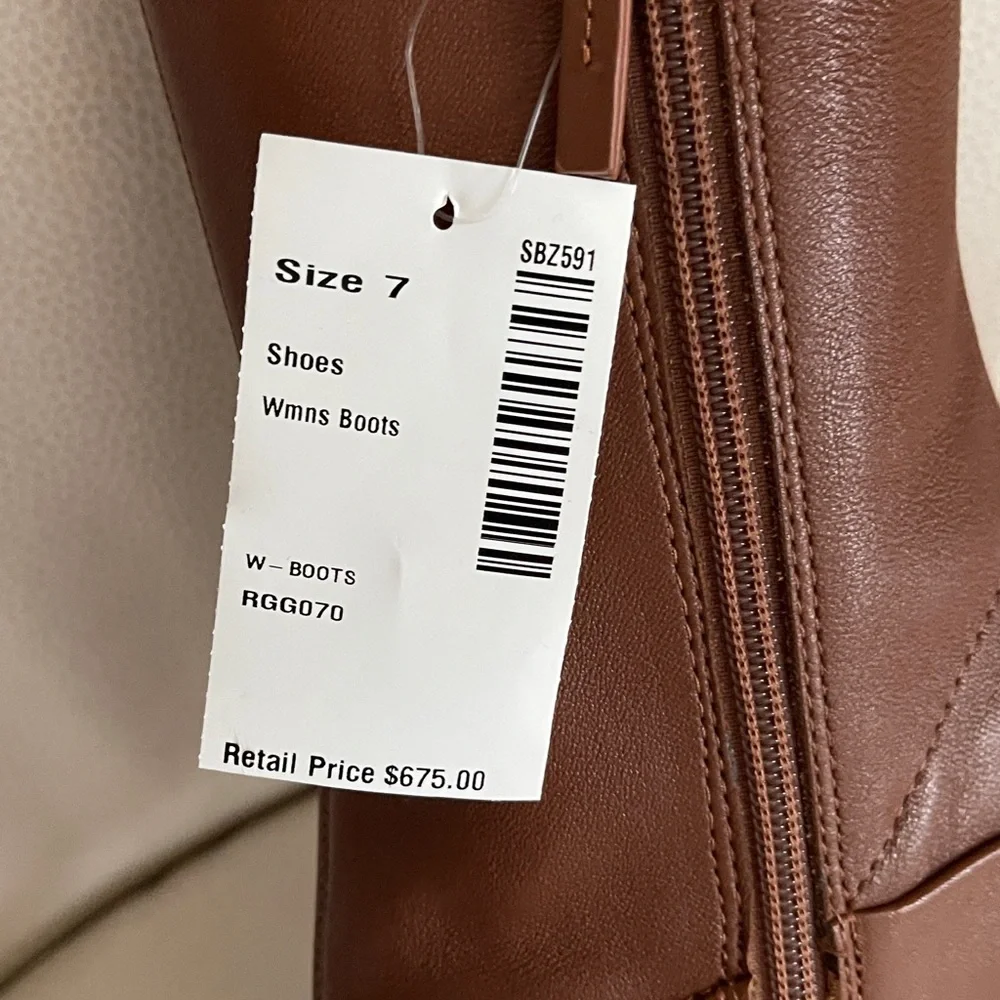 NEW REISS 20”
Carina Pointed Toe Knee High Heel Brown Leather Stiletto Boots - Picture 7 of 13